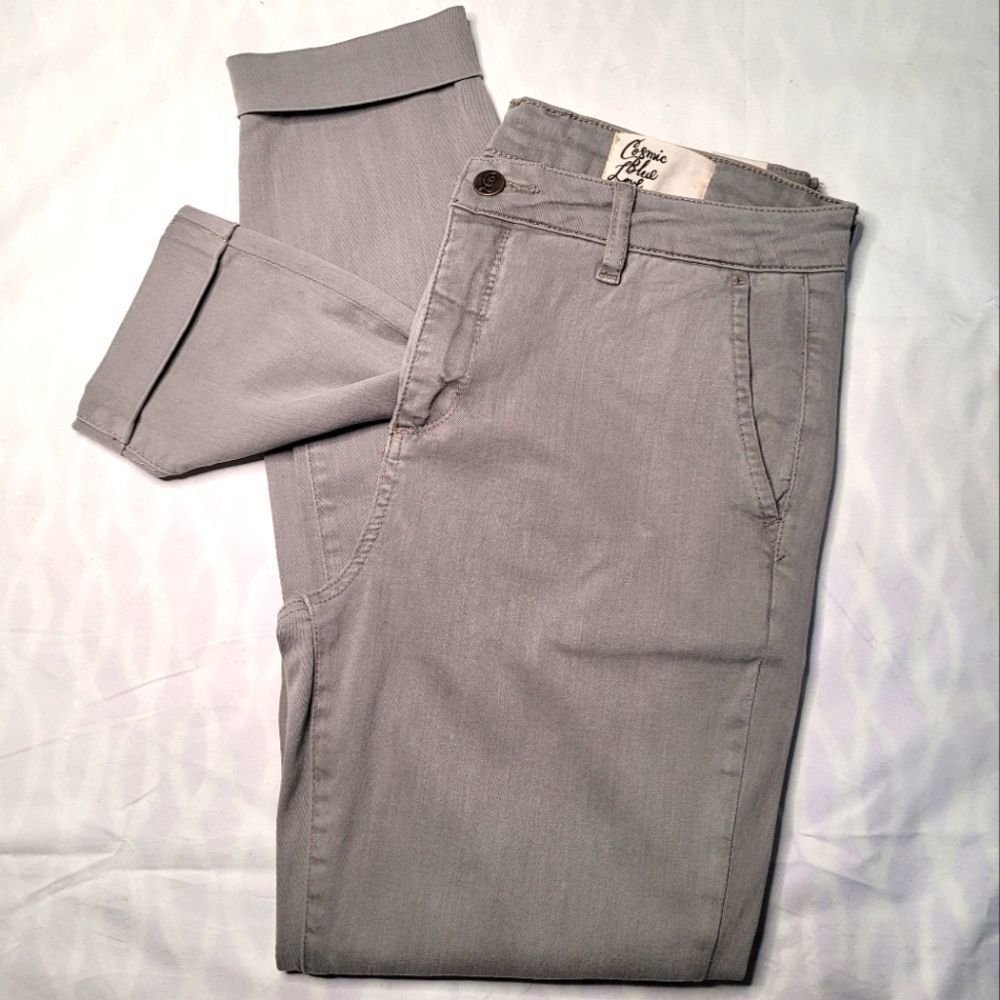 Cosmic Blue Love Womens Gray Wash Jean Pants Skinny Crop Ankle
